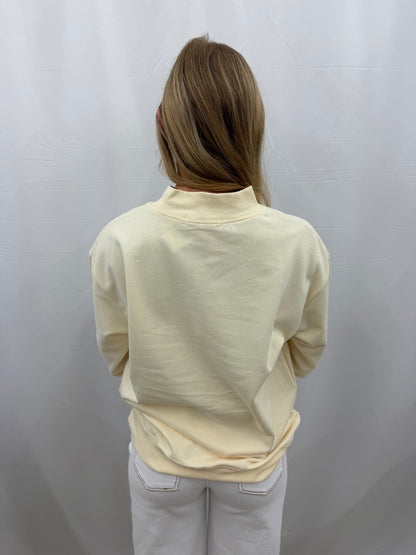 9266-BL Grace & Emma Mock Neck Sweatshirt Ivory