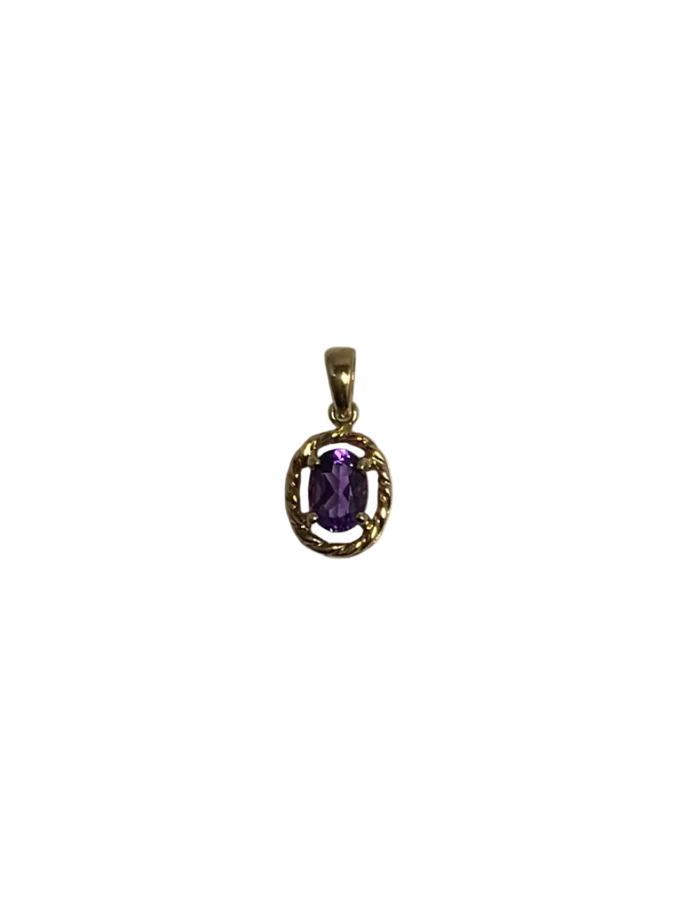 N 10K Yellow Gold 1.0gm Oval Amethyst Pendant