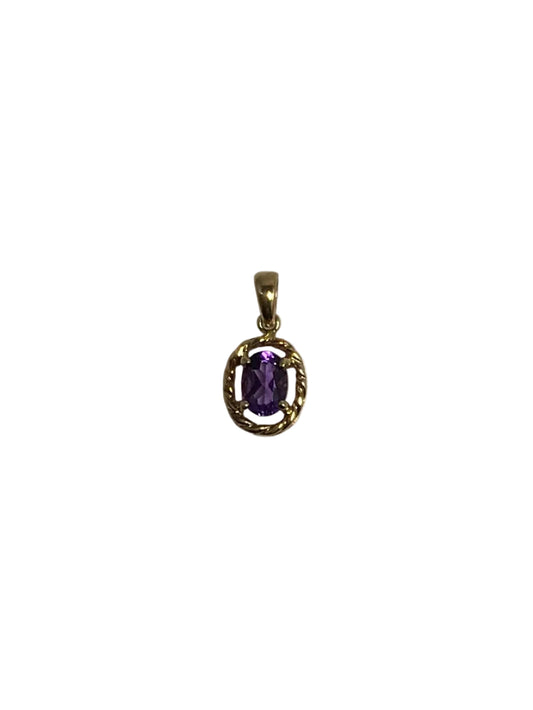 N 10K Yellow Gold 1.0gm Oval Amethyst Pendant