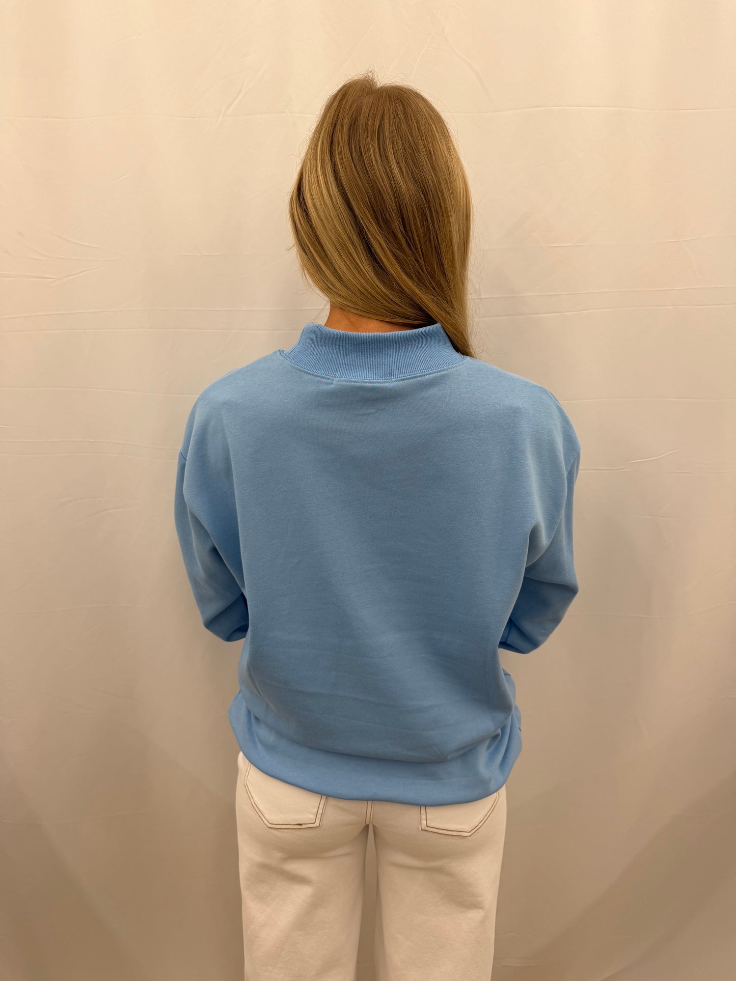 9266-BL Grace & Emma Mock Neck Sweatshirt Carolina Blue