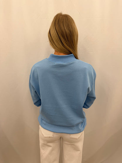 9266-BL Grace & Emma Mock Neck Sweatshirt Carolina Blue