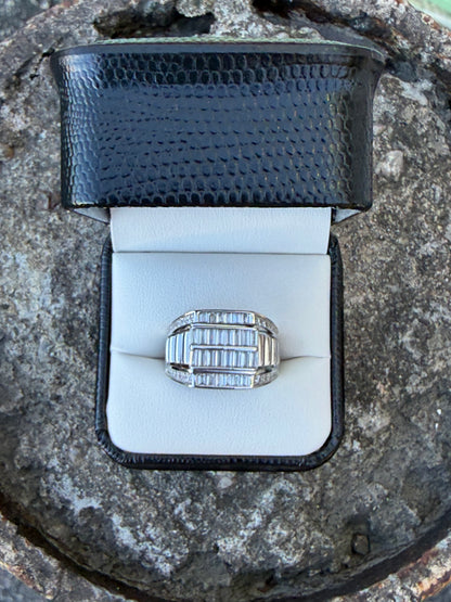 Sterling Silver Men's CZ Baguette Ring Size 10 0
