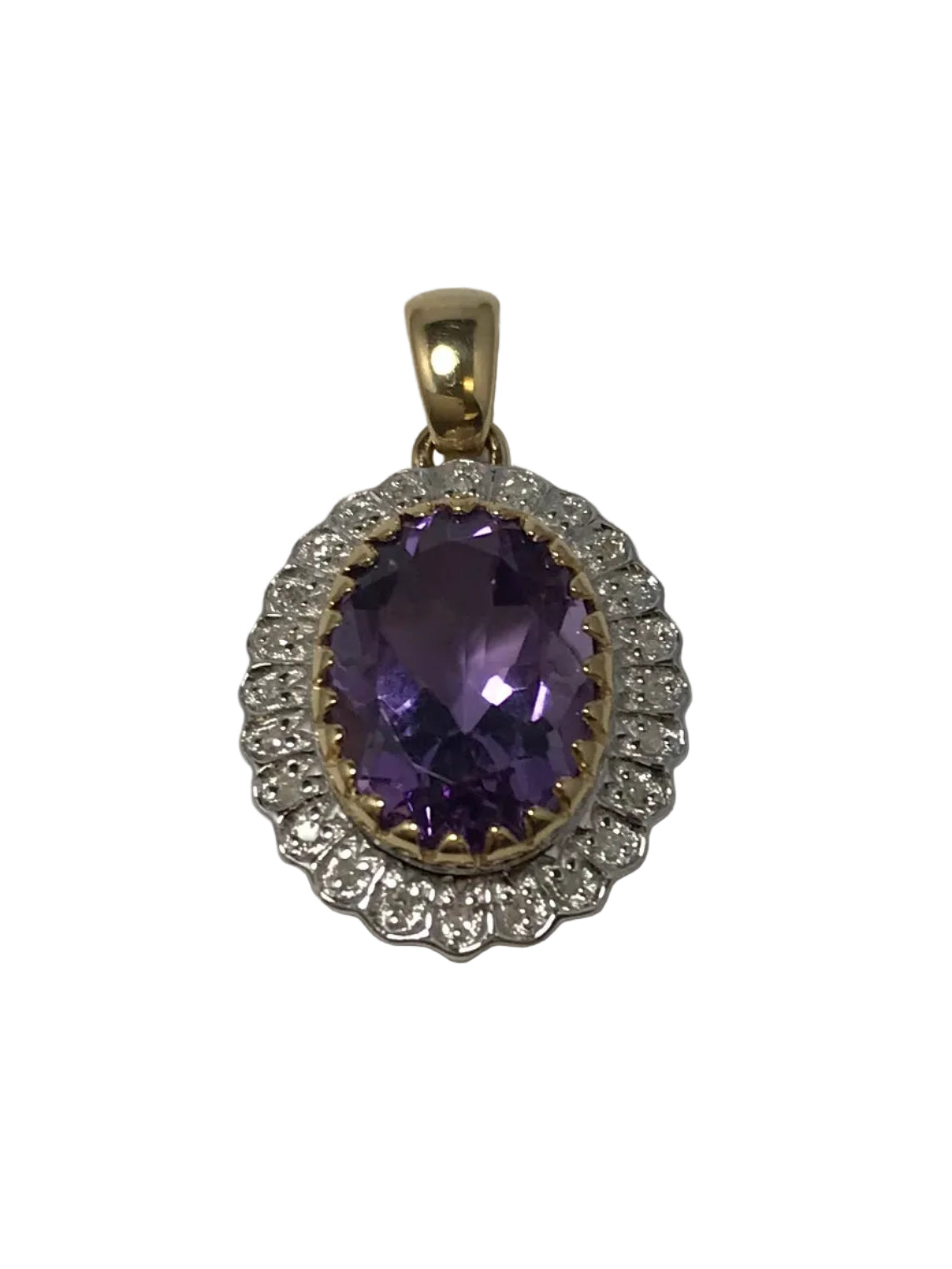 U 33849 14K Yellow Gold Purple Stone and 20PT CTTW Pendant