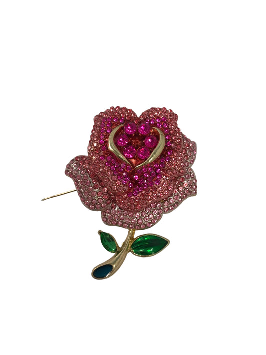 PA5675/PU Pink Stone Flower Brooch