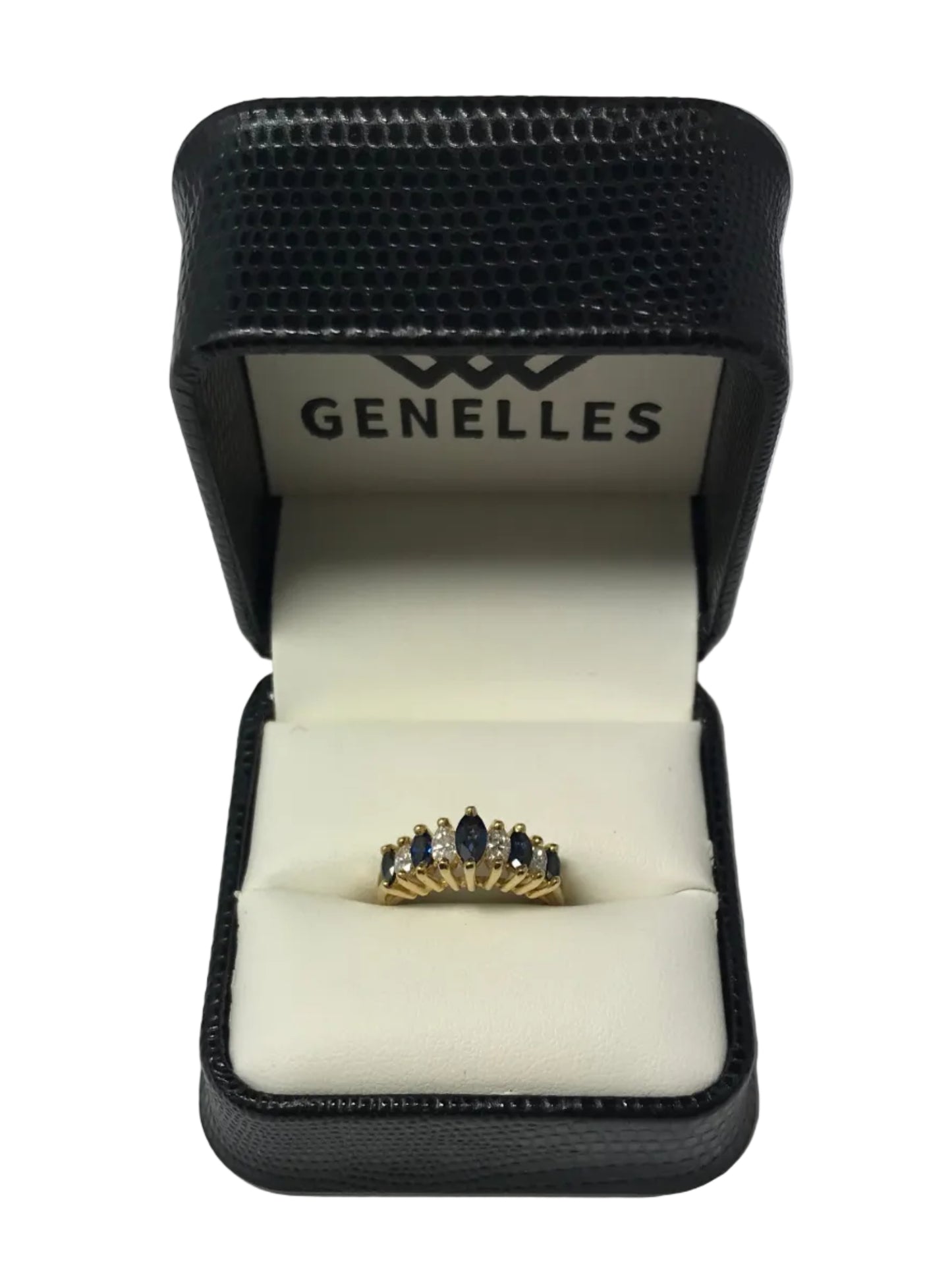 U CKNO12333 14K Yellow Gold Blue Stone / .26CTW Diamond Ring