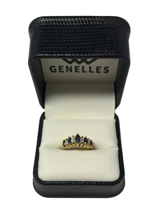 U CKNO12333 14K Yellow Gold Blue Stone / .26CTW Diamond Ring
