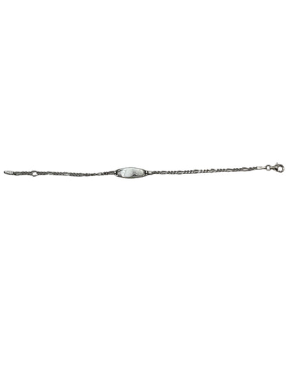 SS-02-00185-B In Season Engravable Sterling Silver 5.5-6.5in Oval Kids ID Bracelet 0