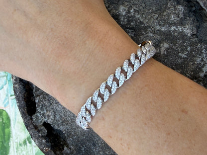 Sterling Silver Men's 8" CZ Curb Link Bracelet 0