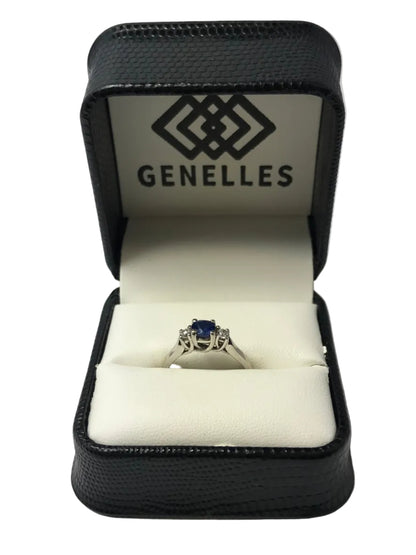 U 39281 10K White Gold .15CTTW Diamonds/ Blue Stone Ring