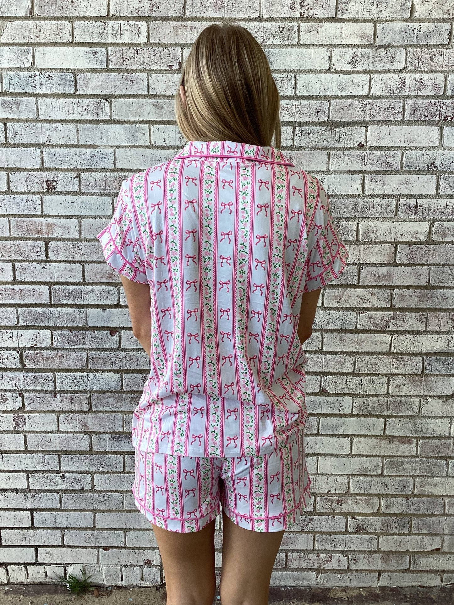PP-0126-PJ-BTNSET-BOWSTR  Simply Southern Pink PJ Set