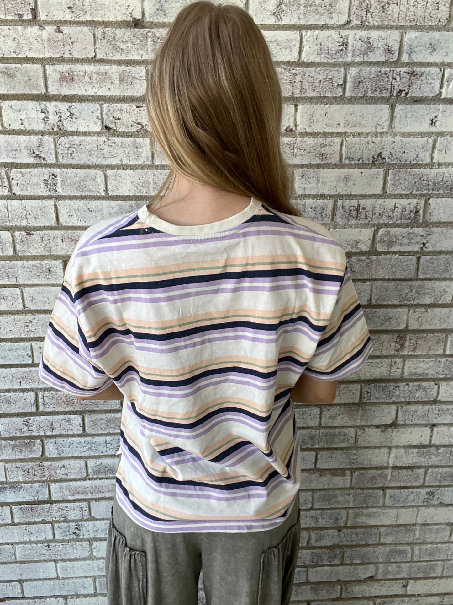 RDG61004SLD Royce Naples Short Sleeve Crew Neck Oversized Yarn Dyed Crew Lavender