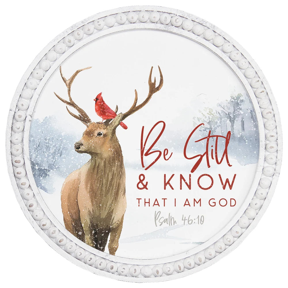 BA01129 Sincere Surroundings Be Still Deer Christmas Beaded Frame Wall Art 0