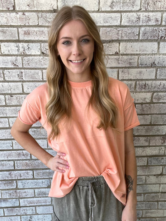 RDG61W36SLD Royce Brand Ginger Oversized Pieced Back Raw Edged Vintage Top