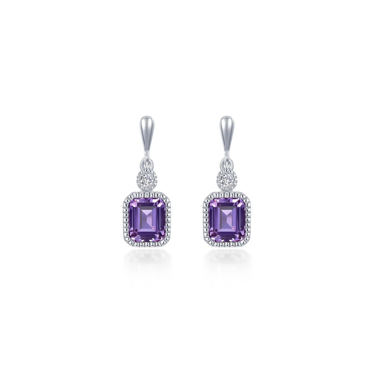 BE007DAP00 Lafonn Sterling Silver Simulated Diamond and Birthstone Emarald Cut Earrings