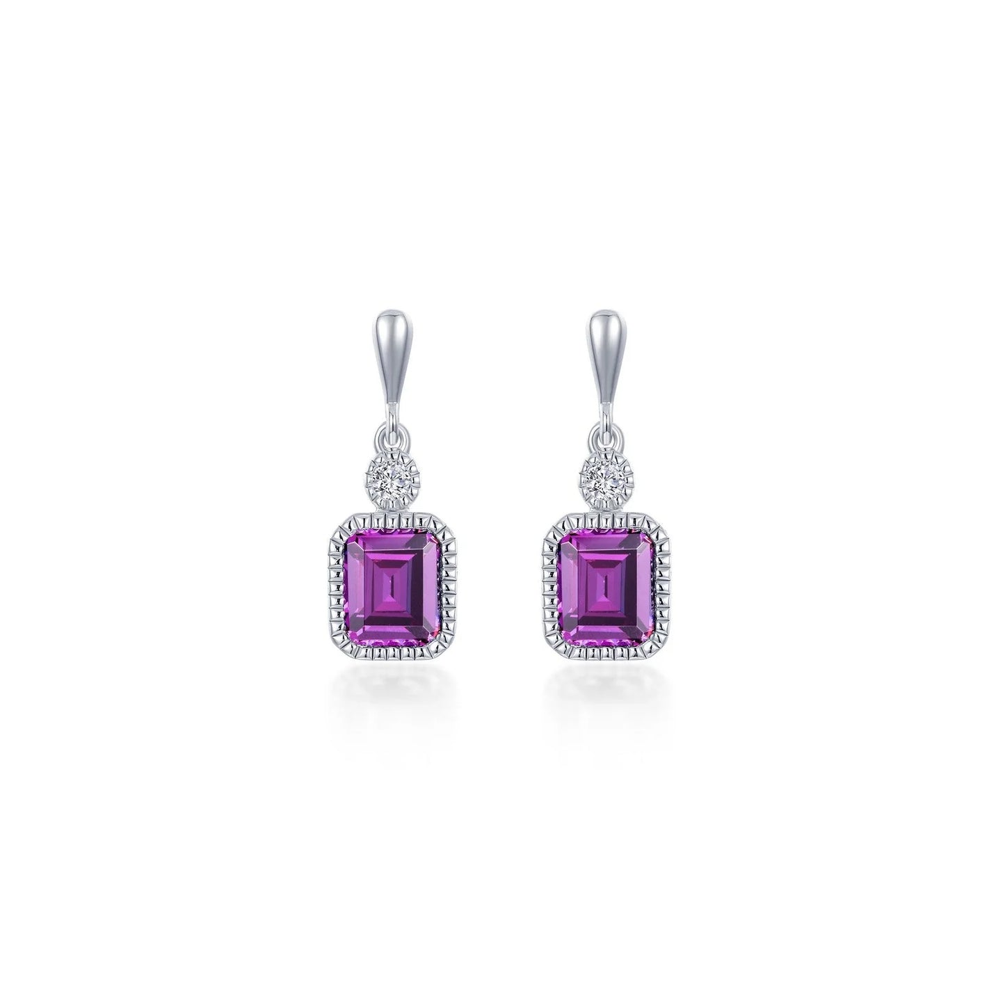 BE007DAP00 Lafonn Sterling Silver Simulated Diamond and Birthstone Emarald Cut Earrings