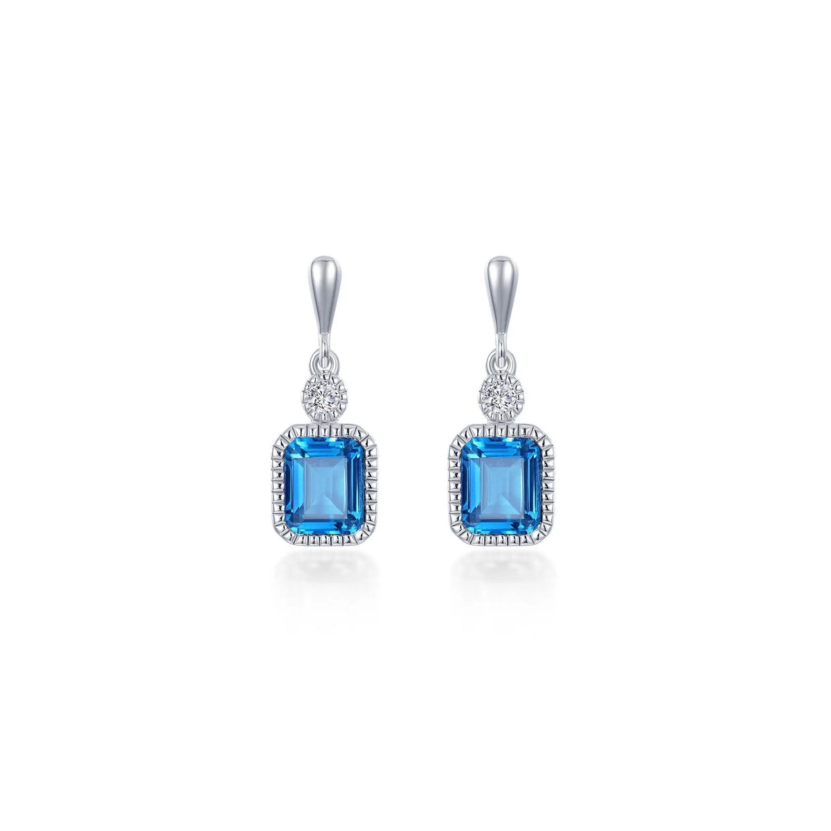 BE007DAP00 Lafonn Sterling Silver Simulated Diamond and Birthstone Emarald Cut Earrings