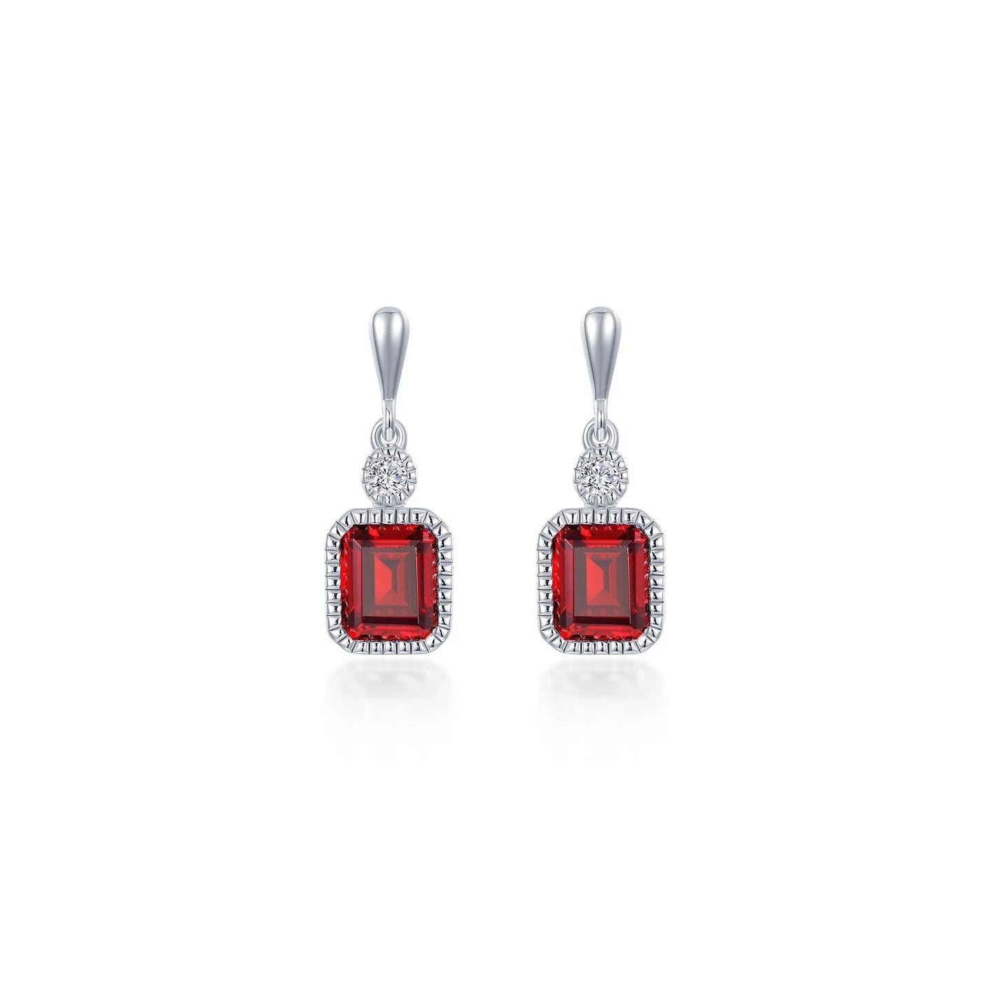 BE007DAP00 Lafonn Sterling Silver Simulated Diamond and Birthstone Emarald Cut Earrings