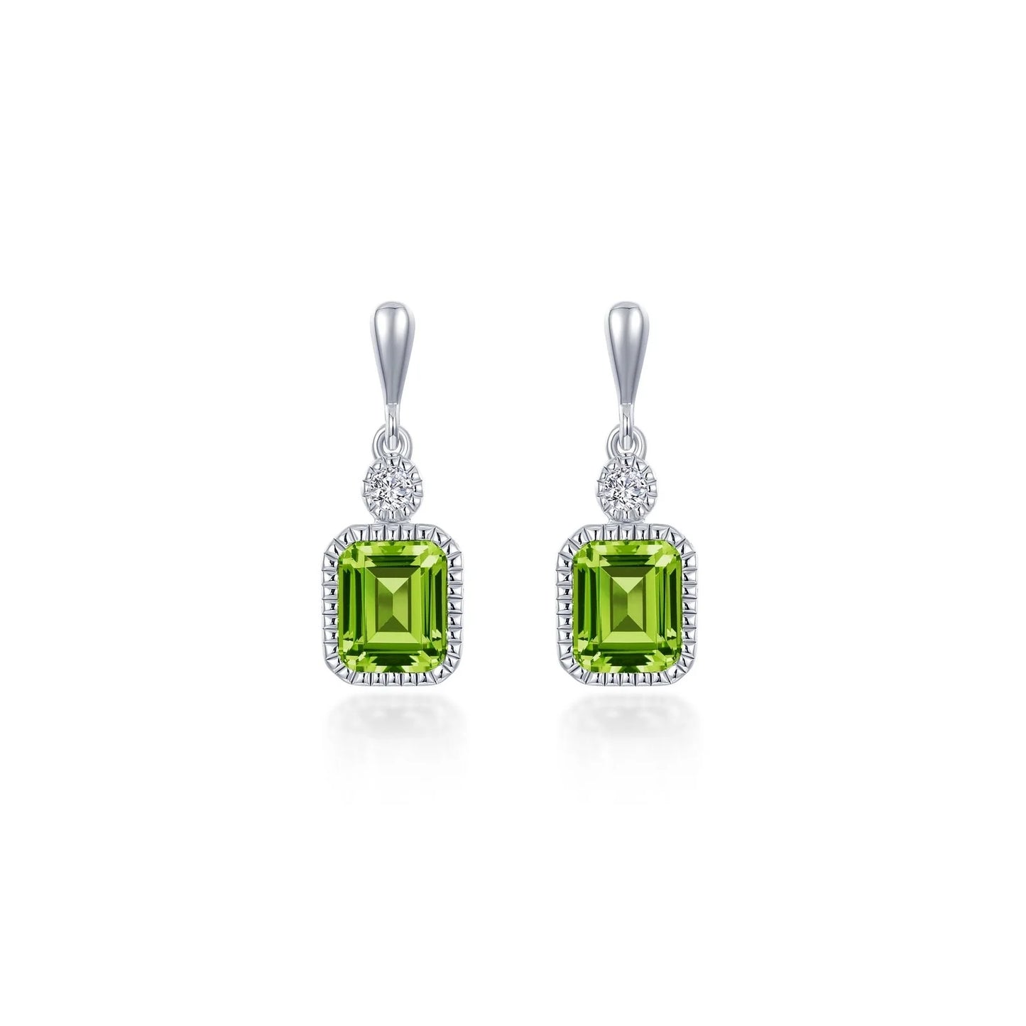 BE007DAP00 Lafonn Sterling Silver Simulated Diamond and Birthstone Emarald Cut Earrings