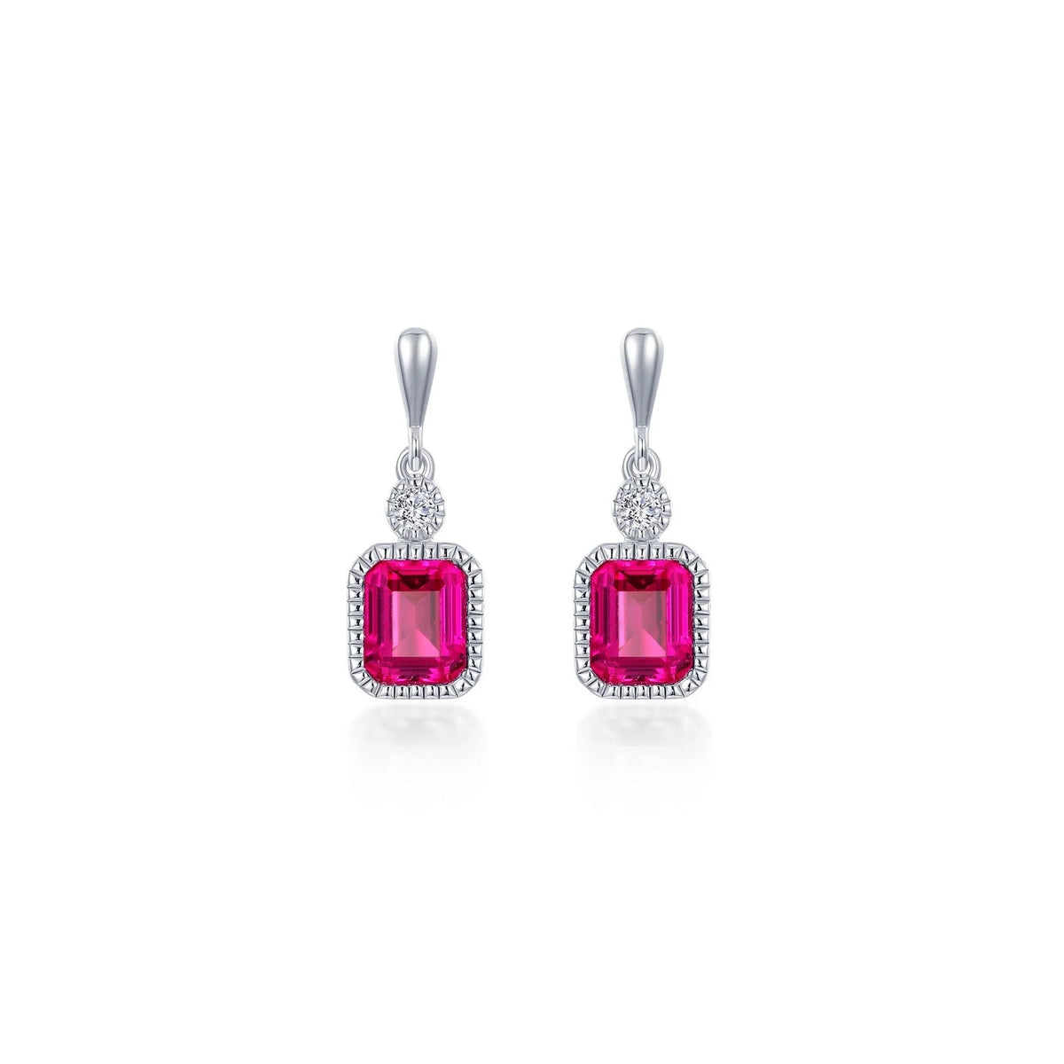 BE007DAP00 Lafonn Sterling Silver Simulated Diamond and Birthstone Emarald Cut Earrings