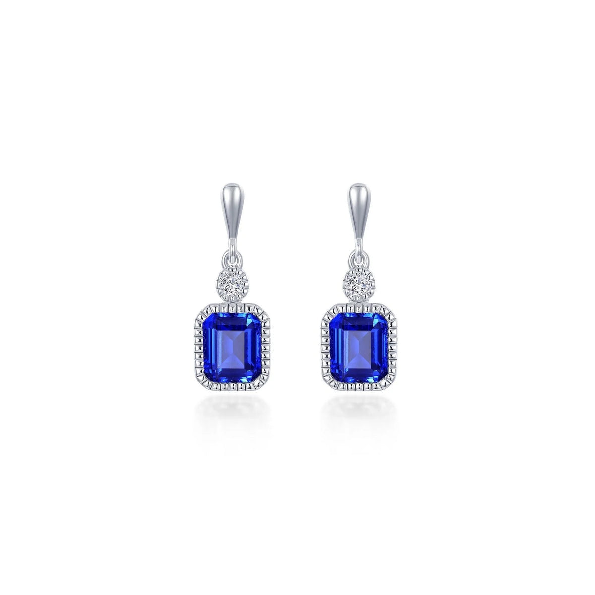 BE007DAP00 Lafonn Sterling Silver Simulated Diamond and Birthstone Emarald Cut Earrings