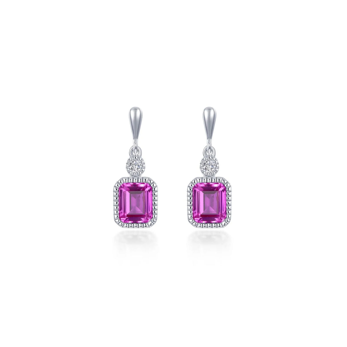 BE007DAP00 Lafonn Sterling Silver Simulated Diamond and Birthstone Emarald Cut Earrings