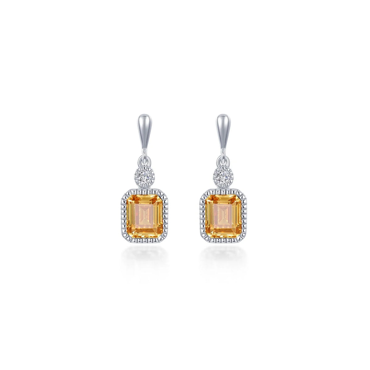 BE007DAP00 Lafonn Sterling Silver Simulated Diamond and Birthstone Emarald Cut Earrings