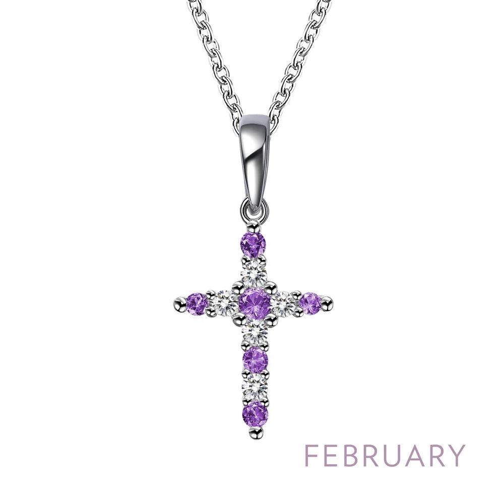 BP001 Lafonn Sterling Silver PD Simulated DIA/BSTO .33C Birthstone Cross Necklace