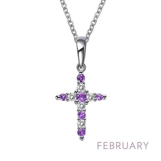 BP001 Lafonn Sterling Silver PD Simulated DIA/BSTO .33C Birthstone Cross Necklace