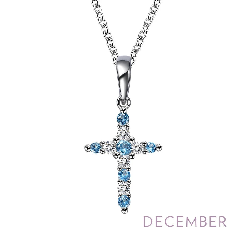BP001 Lafonn Sterling Silver PD Simulated DIA/BSTO .33C Birthstone Cross Necklace