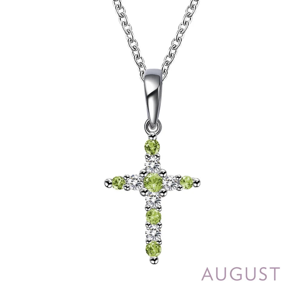 BP001 Lafonn Sterling Silver PD Simulated DIA/BSTO .33C Birthstone Cross Necklace