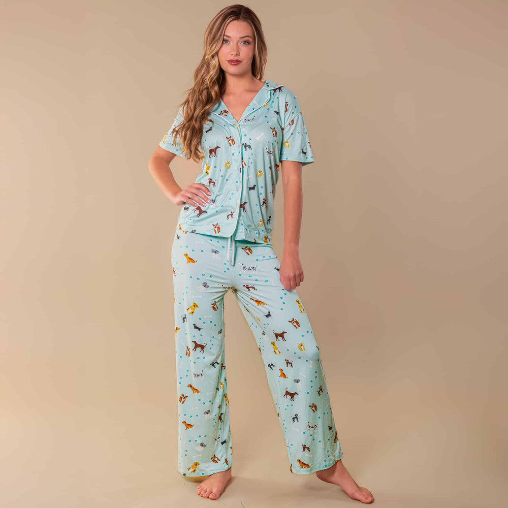 Amanda Blu Bark At The Park Pajama Pants | Blue Puppy Dog PJ Bottoms 0