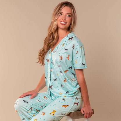 Amanda Blu Bark At The Park Pajama Top | Blue Puppy Dog PJs 0