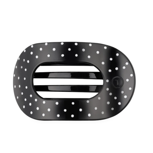TT-FCL01-270 Teleties Black Polka Dot Party Large Flat Clip 0