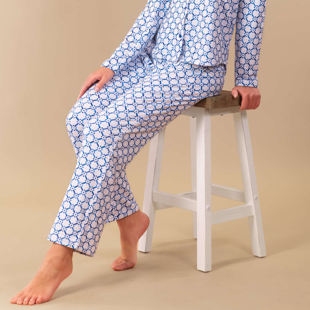 97867 Amanda Blue Blu Diamond Pajama Pants | Blue Cloud Plush PJ Bottoms 0
