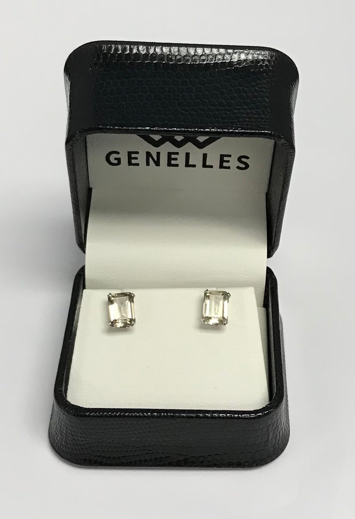 10K ER6010WLK Smokey Colored Emerald Cut Earrings