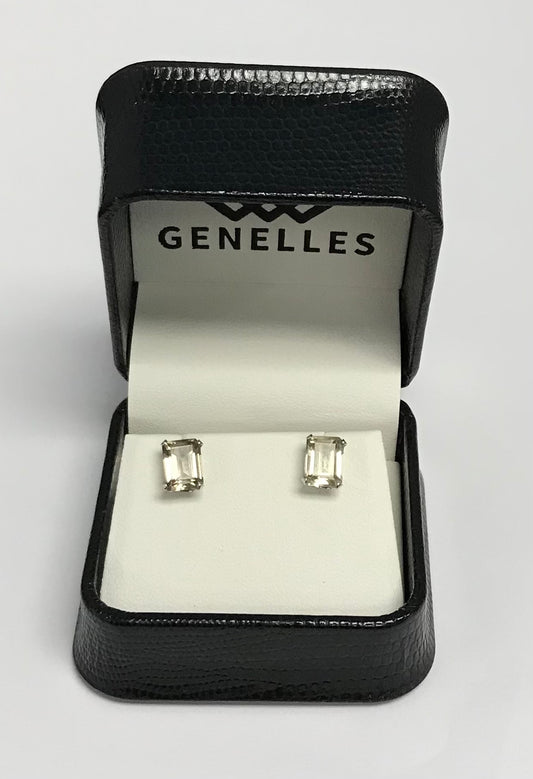10K ER6010WLK Smokey Colored Emerald Cut Earrings