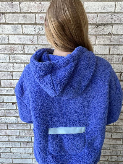 KDC-PLVR-14-BLU Katy Did Blue 2-Toned Sherpa Pullover
