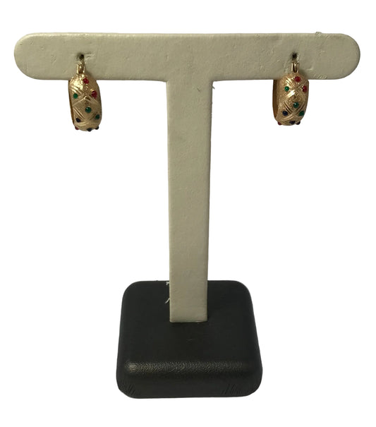 U 47681 14K YG Multi Colored Hoop Earrings