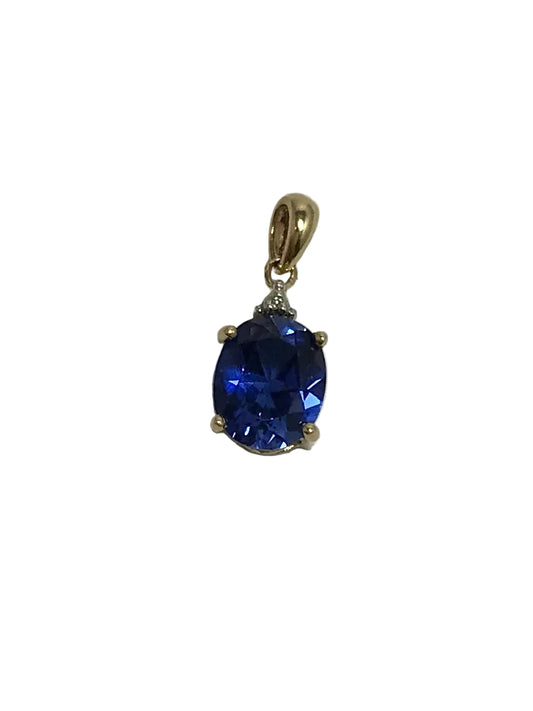 U 44735 10K Yellow Gold Purple/Blue Stone Pendant