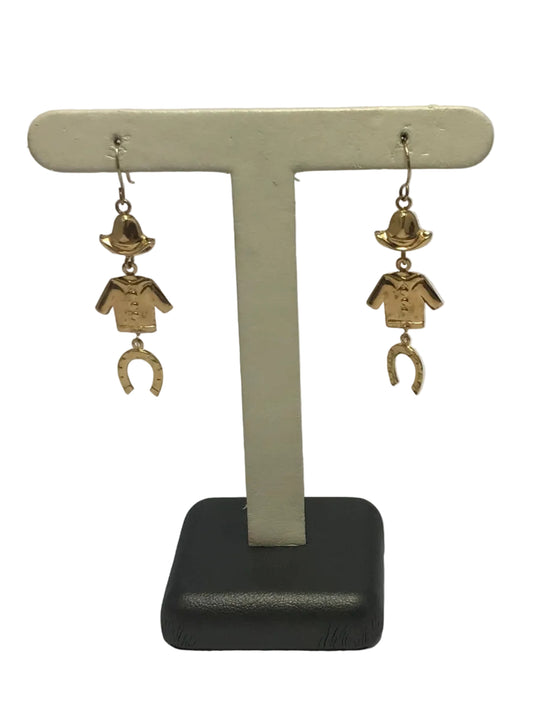 U 14K Yellow Gold Cowboy Dangle Earrings