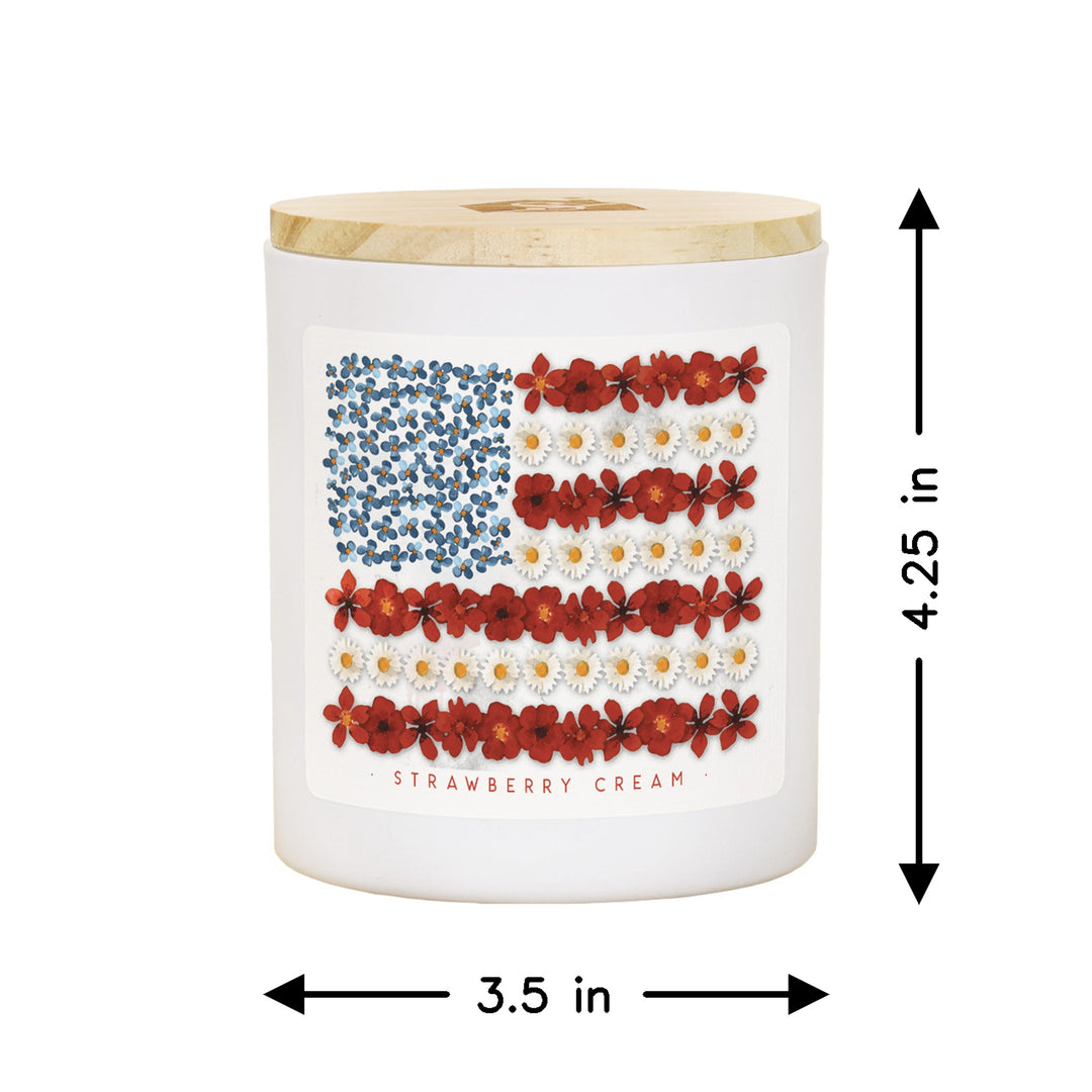 CDL1543 Sincere Surroundings Flower Flag Candle in Strawberries and Cream