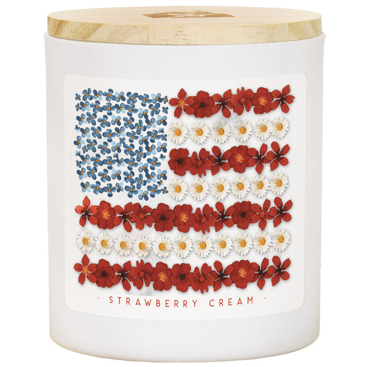 CDL1543 Sincere Surroundings Flower Flag Candle in Strawberries and Cream
