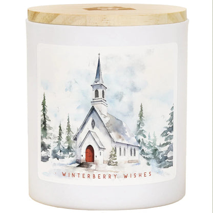 CDL1675 Sincere Surroundings Winter Church Art Christmas Soy-Based Candle 0