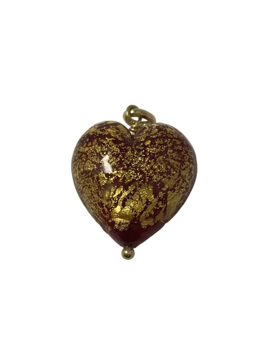 U 18089 14K Yellow Gold Red Stone/Gold Foil Pendant