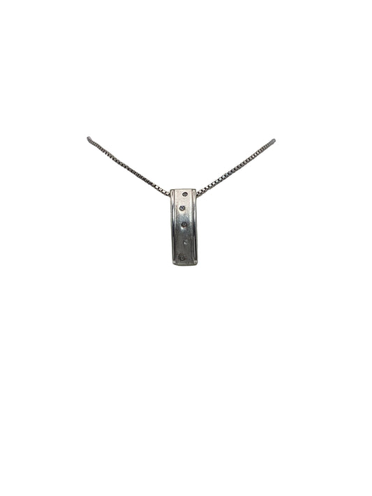18908 Sterling Silver 5 Diamond Hidden Bail Curved Bar Necklace