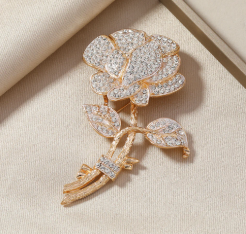 PA5645 Clear Stone Rose Brooch