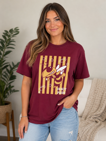 Buford Yellow Jackets Stripe Custom T-Shirt Unisex Maroon 0