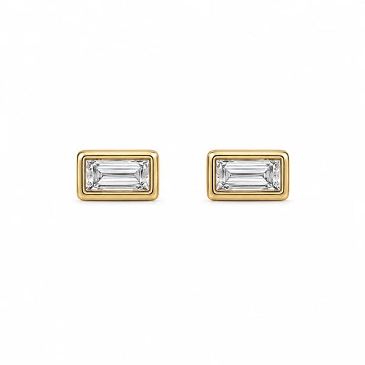 Ellie Vail Waterproof Gold-Plated Stainless-Steel Bardot Baguette Stud Earring