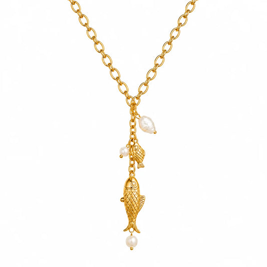 411 Ellie Vail Waterproof Gold-Plated Stainless-Steel Amity Fish Lariat Necklace