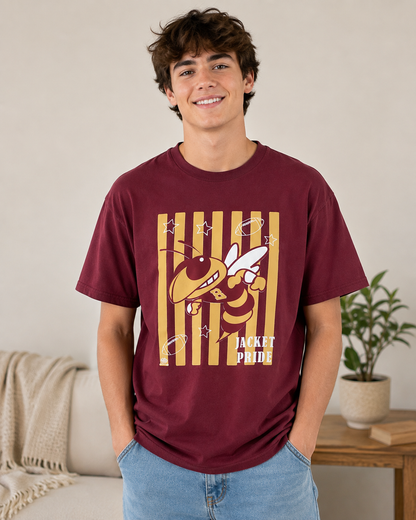 Buford Yellow Jackets Stripe Custom T-Shirt Unisex Maroon 0
